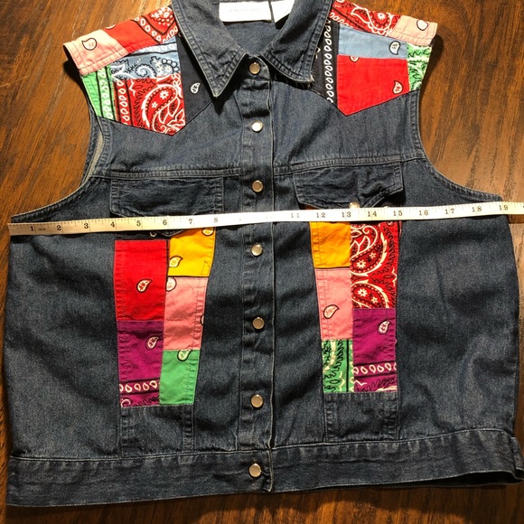 Lemon Grass | Tops | Lemon Grass Denim Vest W Multi Bandana Colors ...